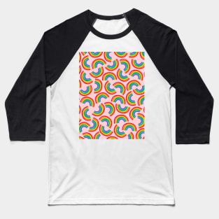 Rainbow Pattern with Pink Background Baseball T-Shirt